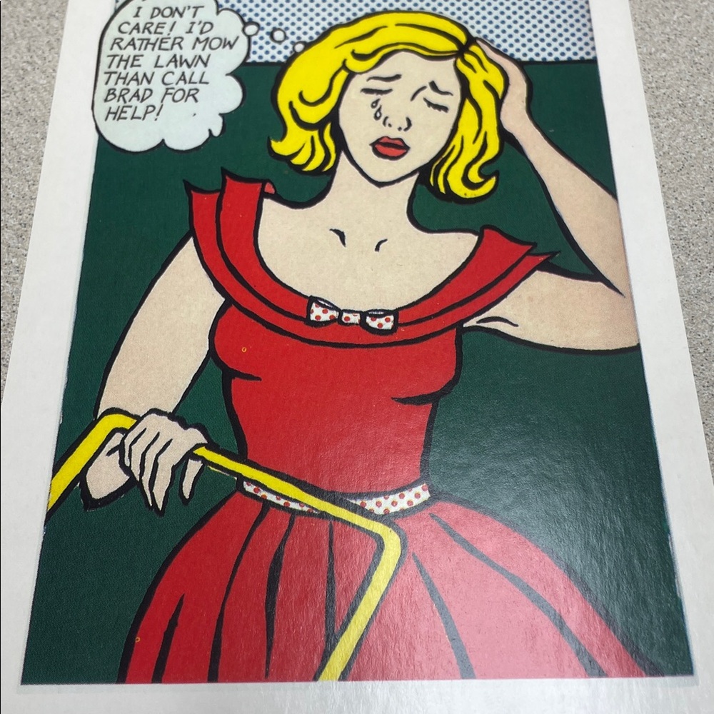 Postcard Vintage Lichtenstein with Woman in Red Dress